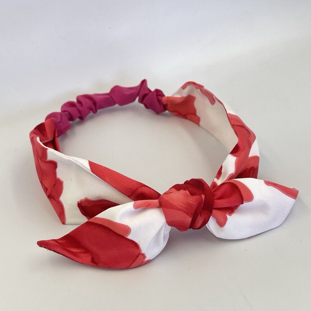 New Women’s Headband Hair Accessories knotted Red And White Floral - Picture 2 of 16